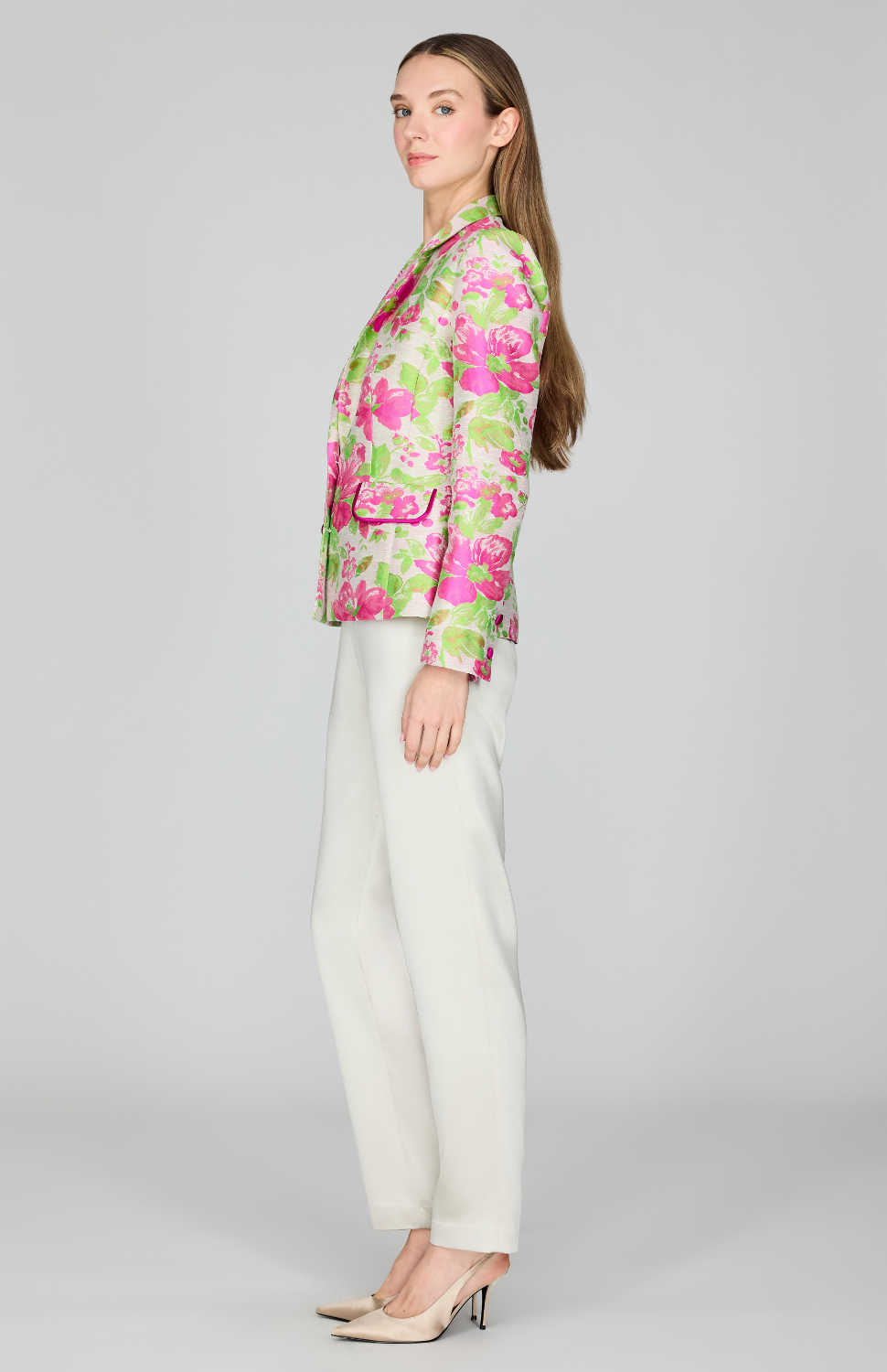 Garden Jacquard Short Fitted Blazer