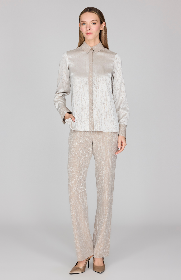 Broken Line Jacquard Straight Leg Pant w/ Back Zip