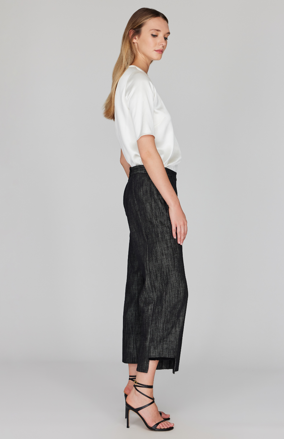 Fringed Denim Straight Pant w/ Step Hem