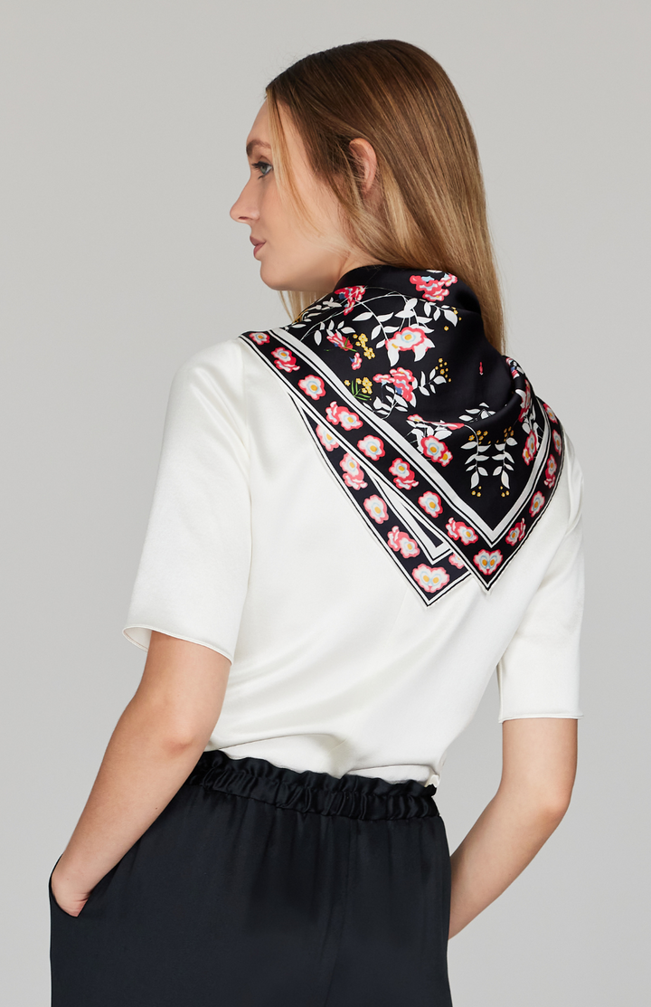 Bramble Silk Square Scarf w/ Hand Rolled Hem