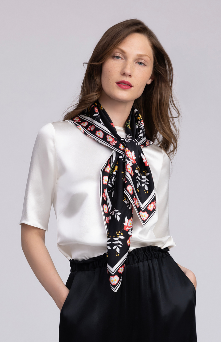 Bramble Silk Square Scarf w/ Hand Rolled Hem