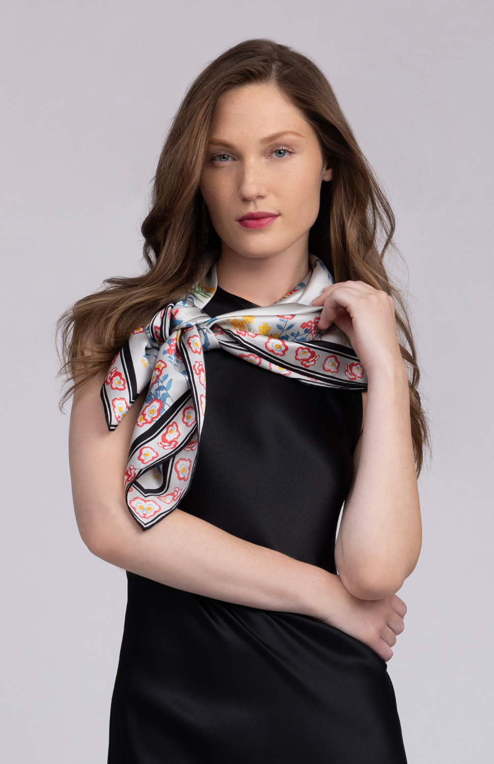 Bramble Silk Square Scarf w/ Hand Rolled Hem
