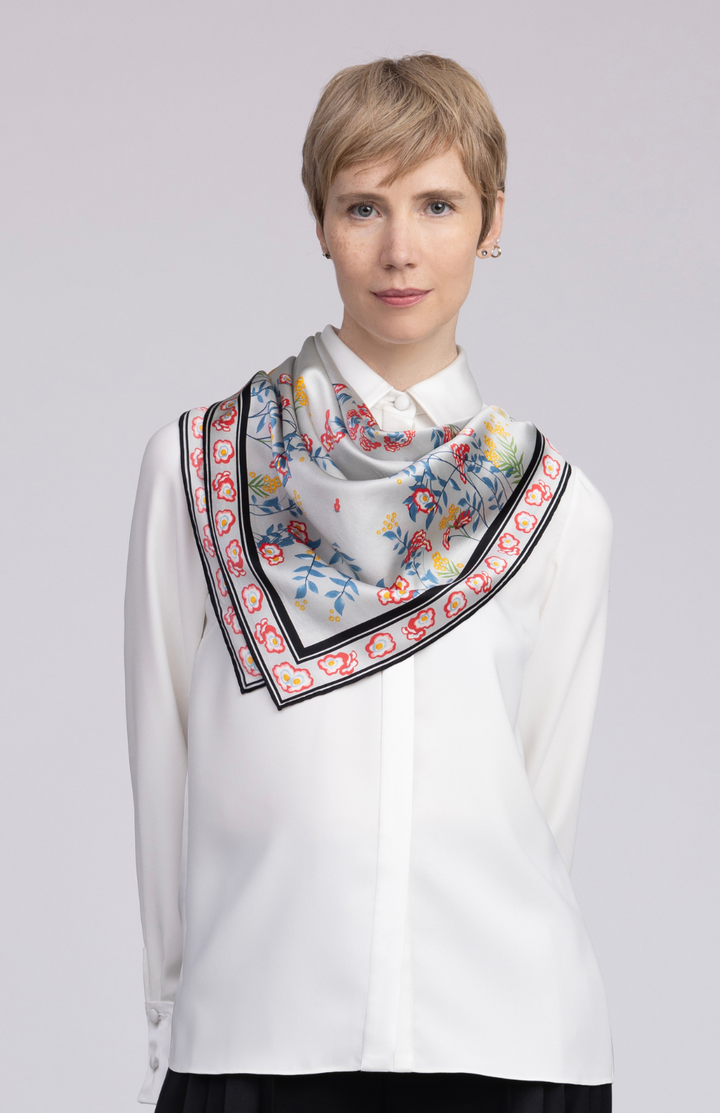 Bramble Silk Square Scarf w/ Hand Rolled Hem