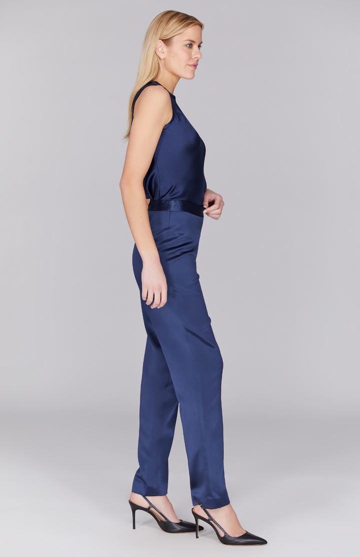 Satin Crew Neck Bias Tank