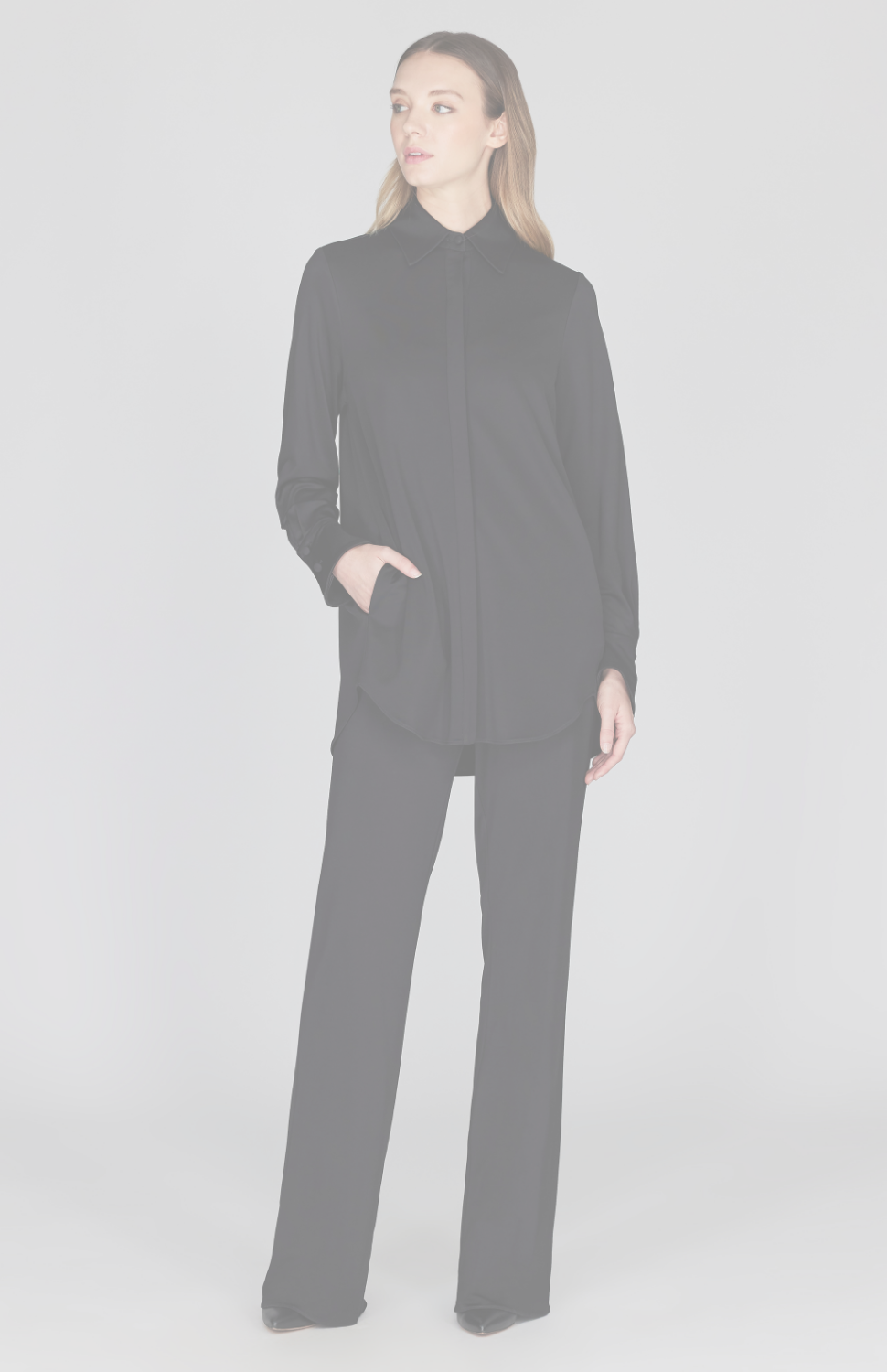 Matte Jersey Oversized Collared Shirt