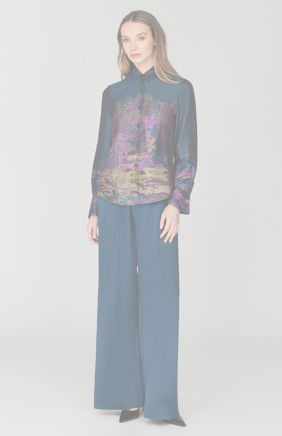 Dusk Landscape Jacquard Tailored Button Down w/ Relaxed Sleeve