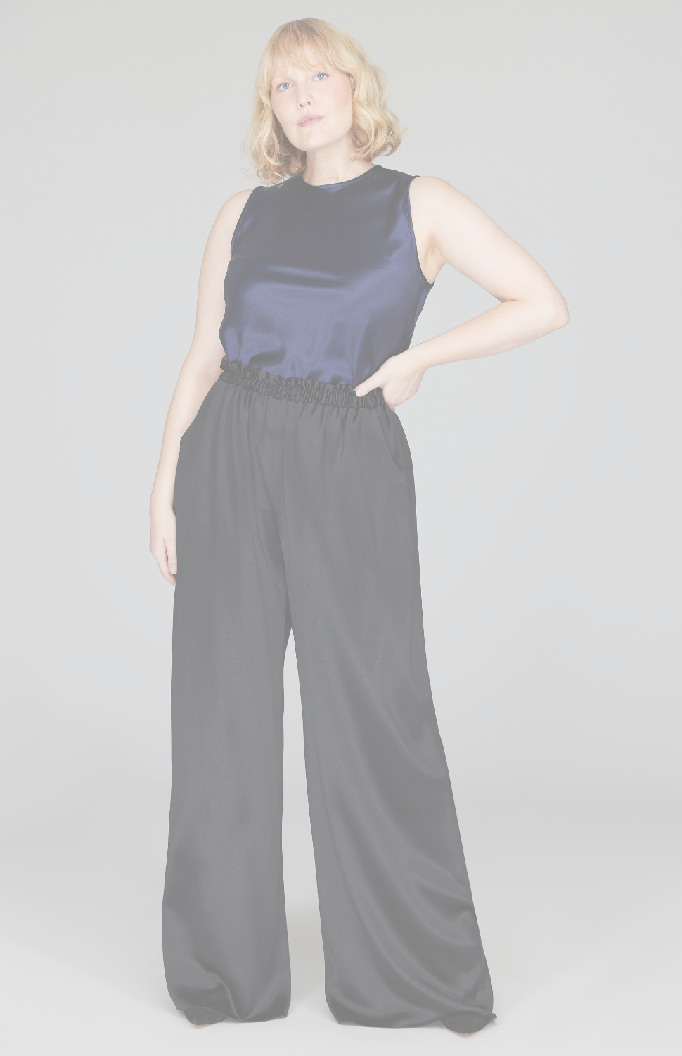 Satin Crew Neck Bias Tank