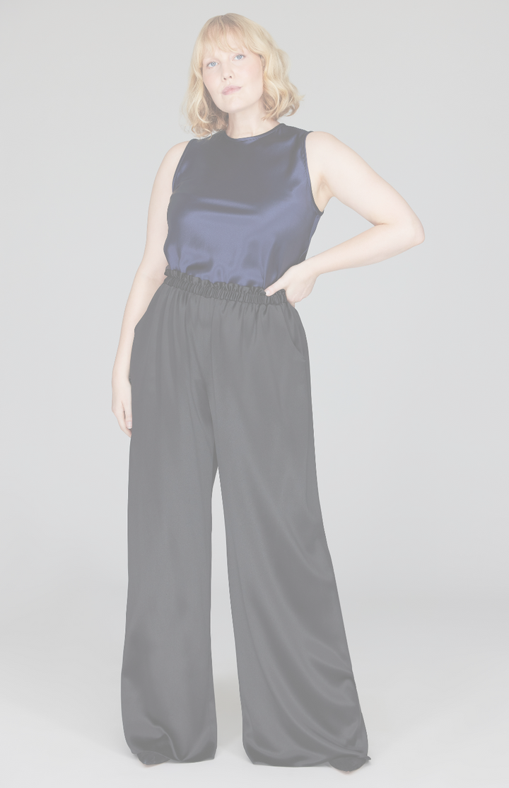 Satin Crew Neck Bias Tank