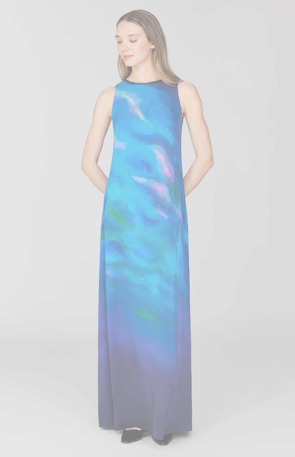 Mountainscape Trapeze Gown w/ Satin Bias