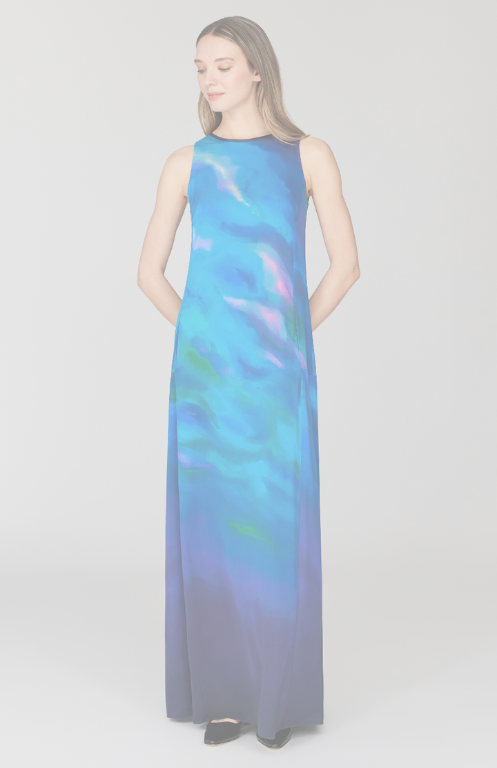 Mountainscape Trapeze Gown w/ Satin Bias