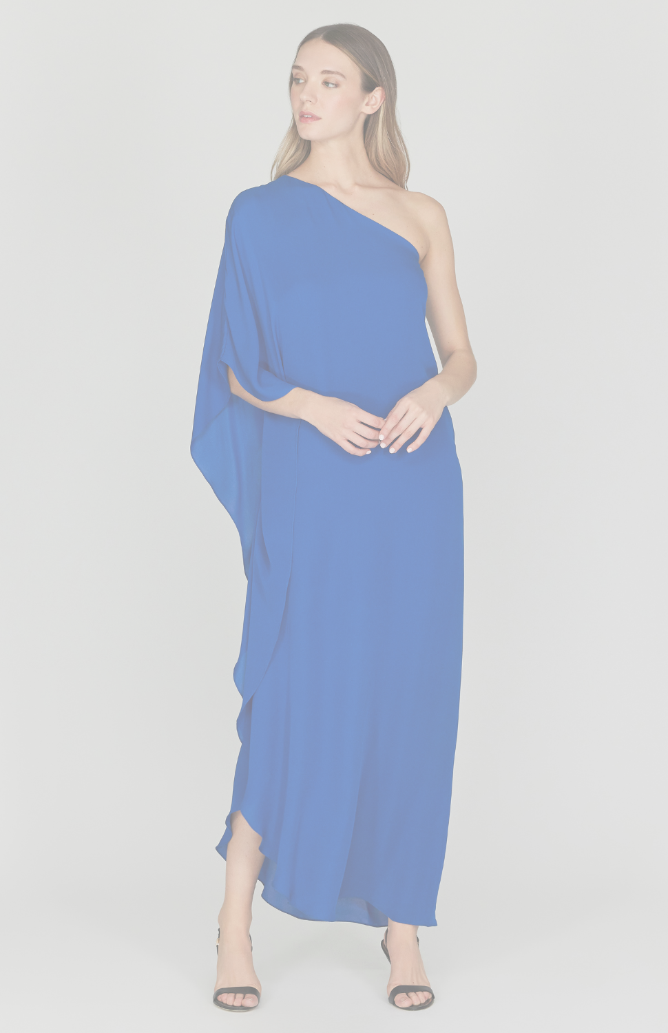 Silk Georgette One Shoulder Cascade Gown