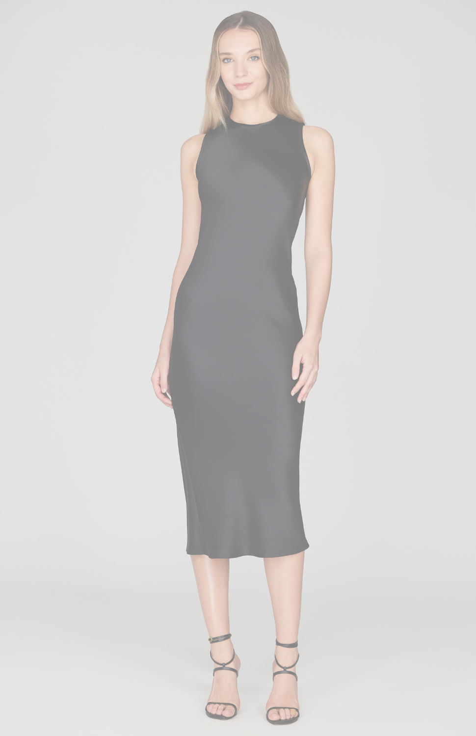 Satin Crew Neck Bias Dress