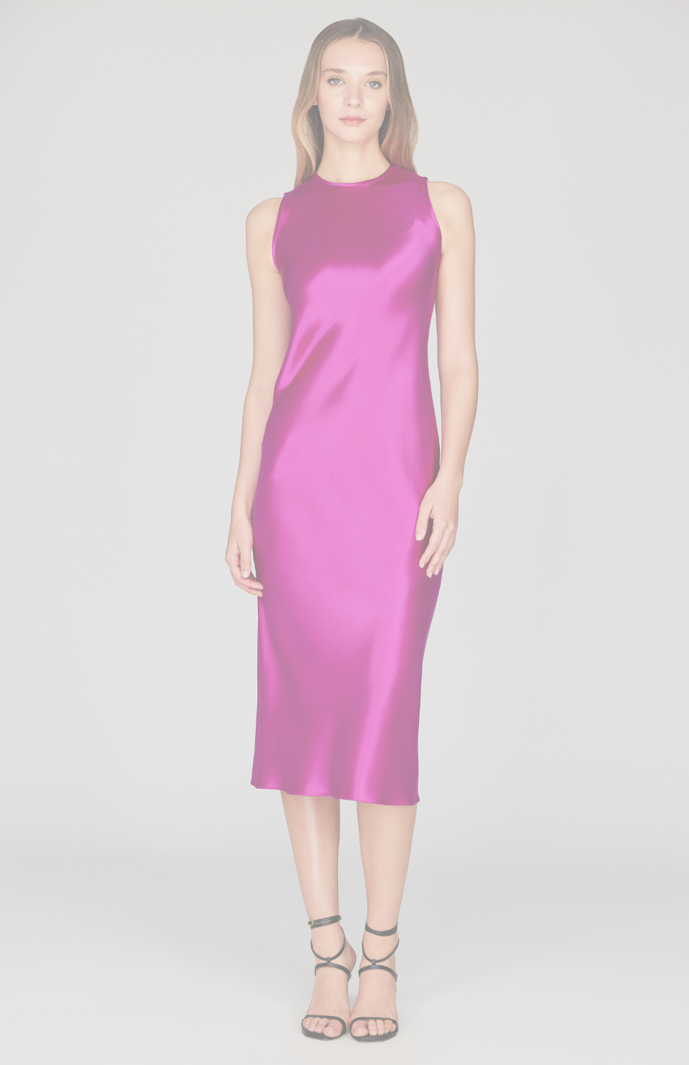 Satin Crew Neck Bias Dress