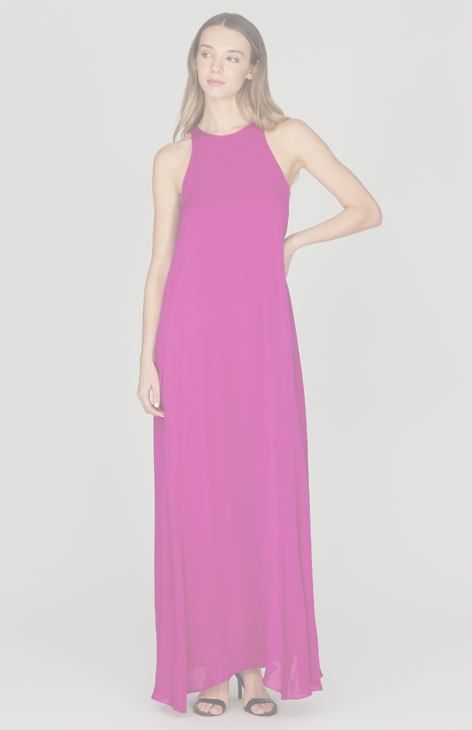 Silk Georgette Long Sleeveless Trapeze Gown