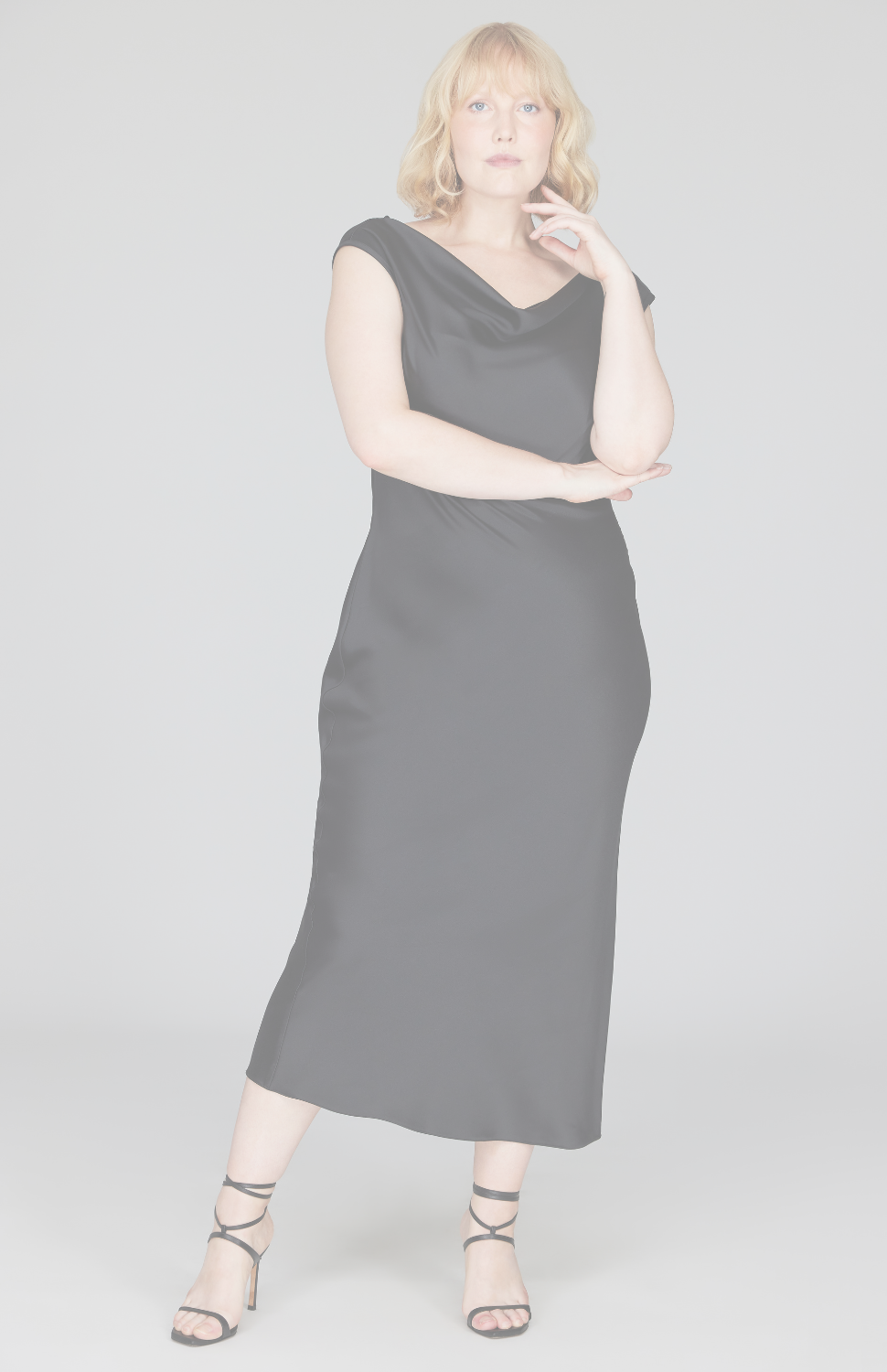 Satin Drape Front & Back Bias Dress