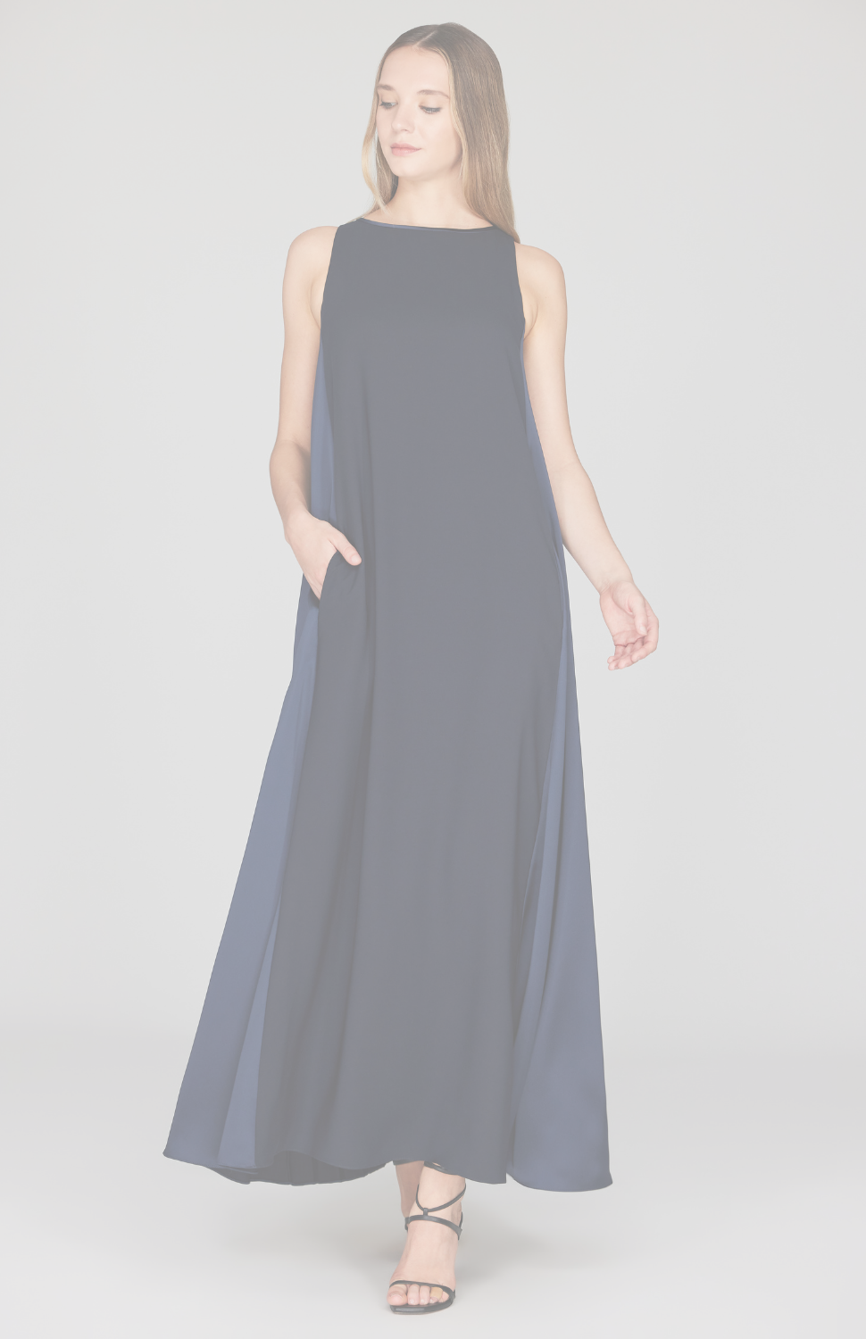 Pleat Back Trapeze Gown w/ Belt