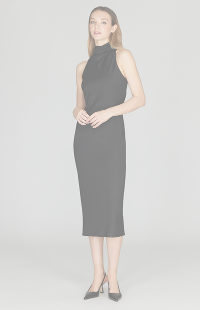 Matte Jersey High Neck Cowl Dress