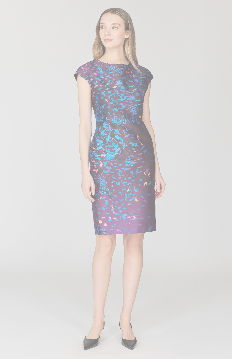 Paint Dot Print Cap Sleeve Fitted Dress