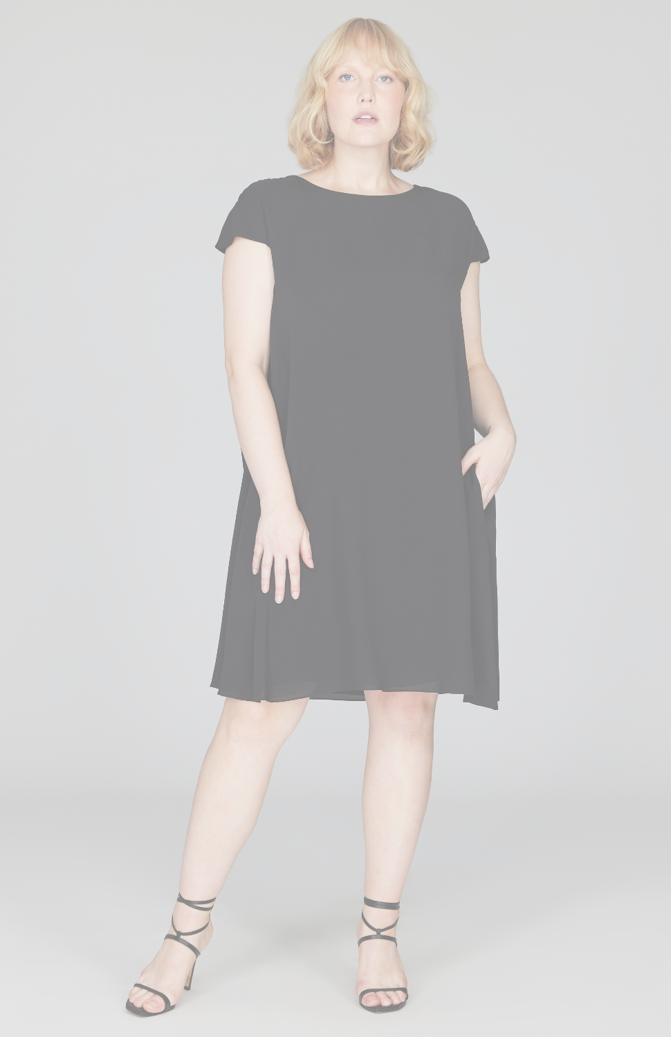 Silk Georgette Cap Sleeve Trapeze Dress