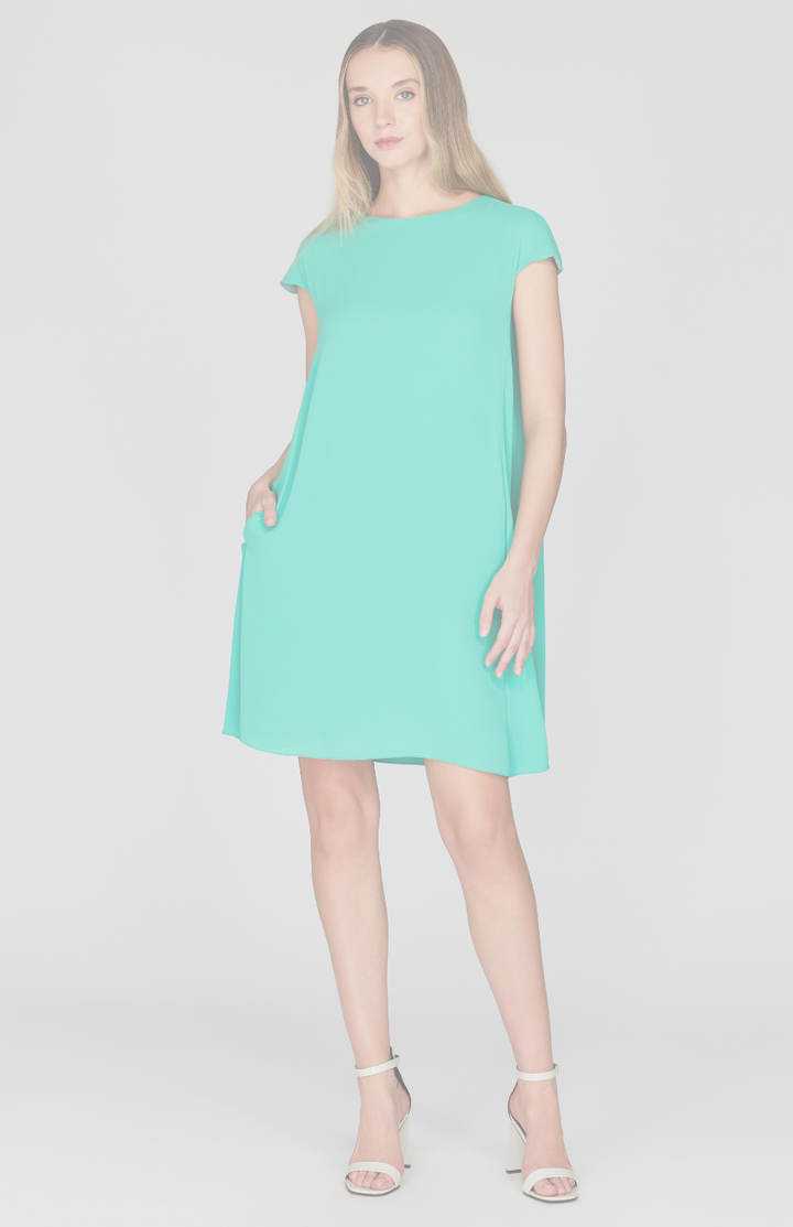 Silk Georgette Cap Sleeve Trapeze Dress