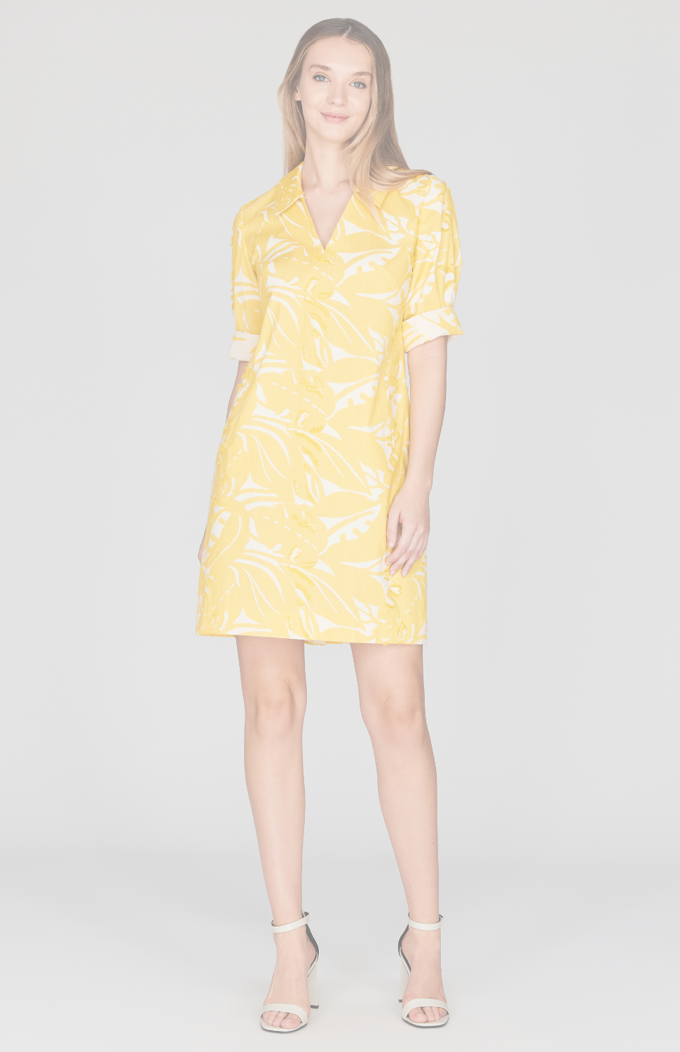 Safari Shirting V Neck Collared Shift Dress