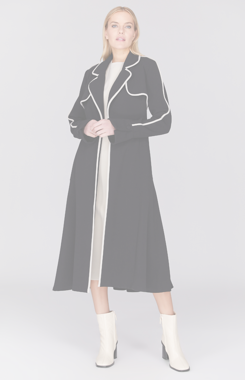 Double Face Trench Coat w/Contrast Bias