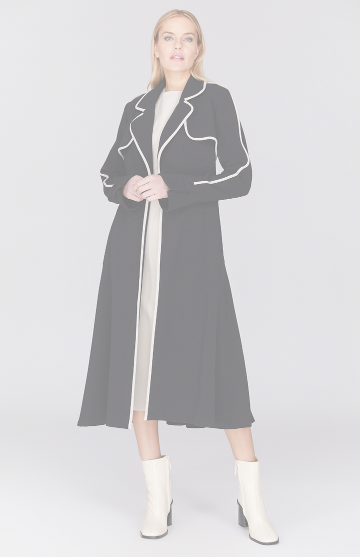 Double Face Trench Coat w/Contrast Bias
