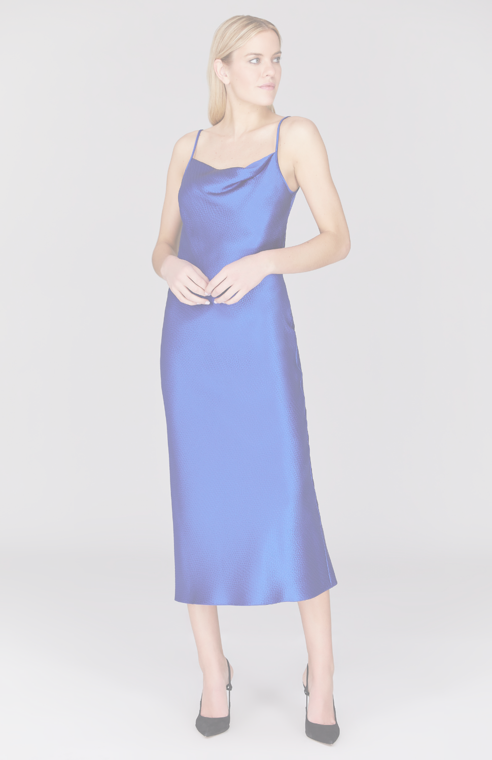 hammered satin knee length dress Hammered Satin Twist-Shoulder Dress