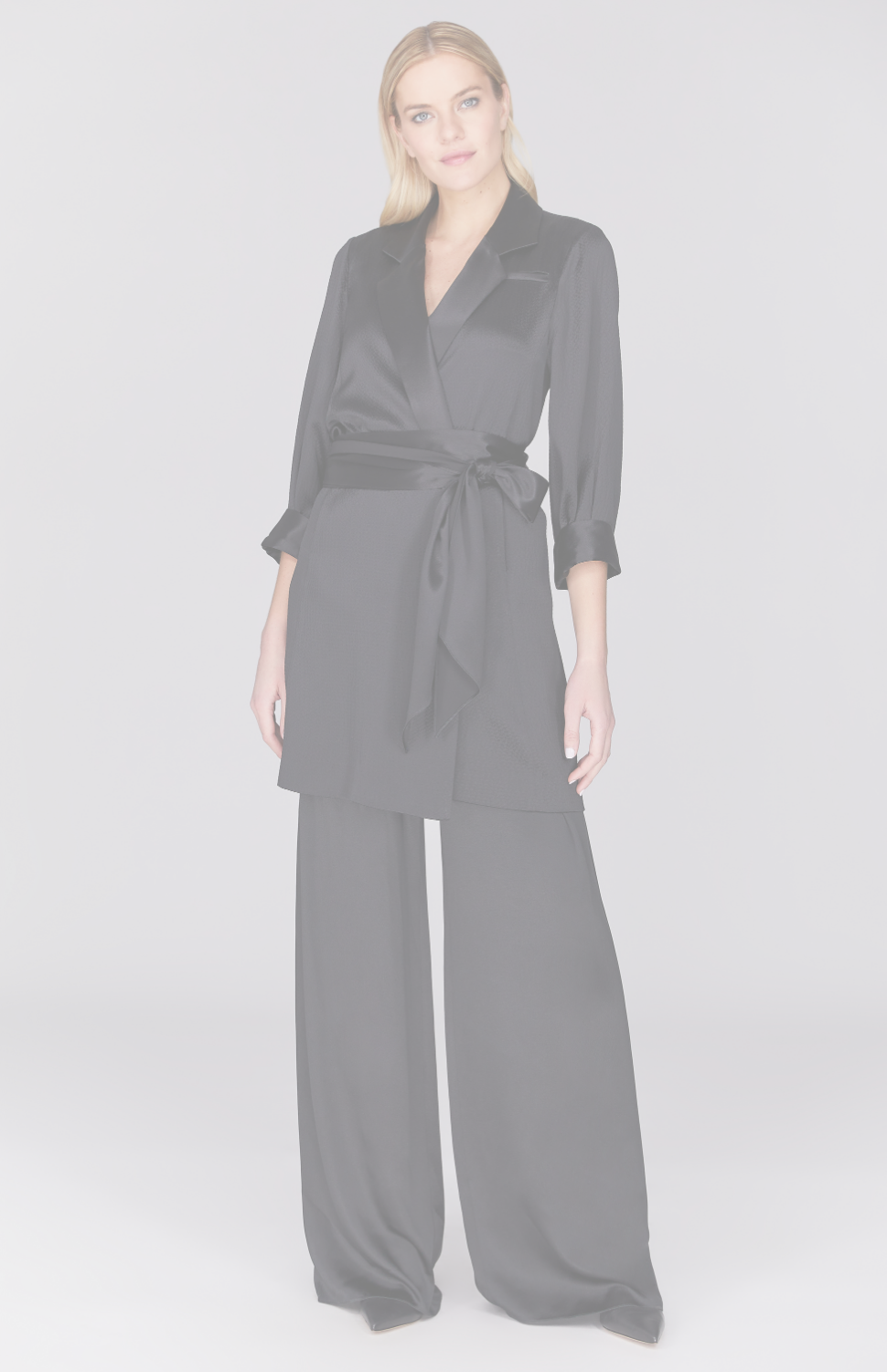 Hammered Satin Oversized Jacket w/ Belt