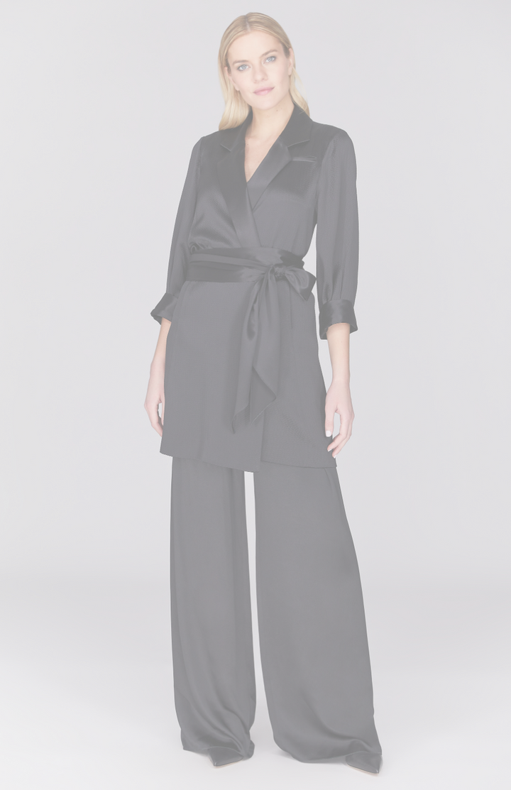 Hammered Satin Oversized Jacket w/ Belt