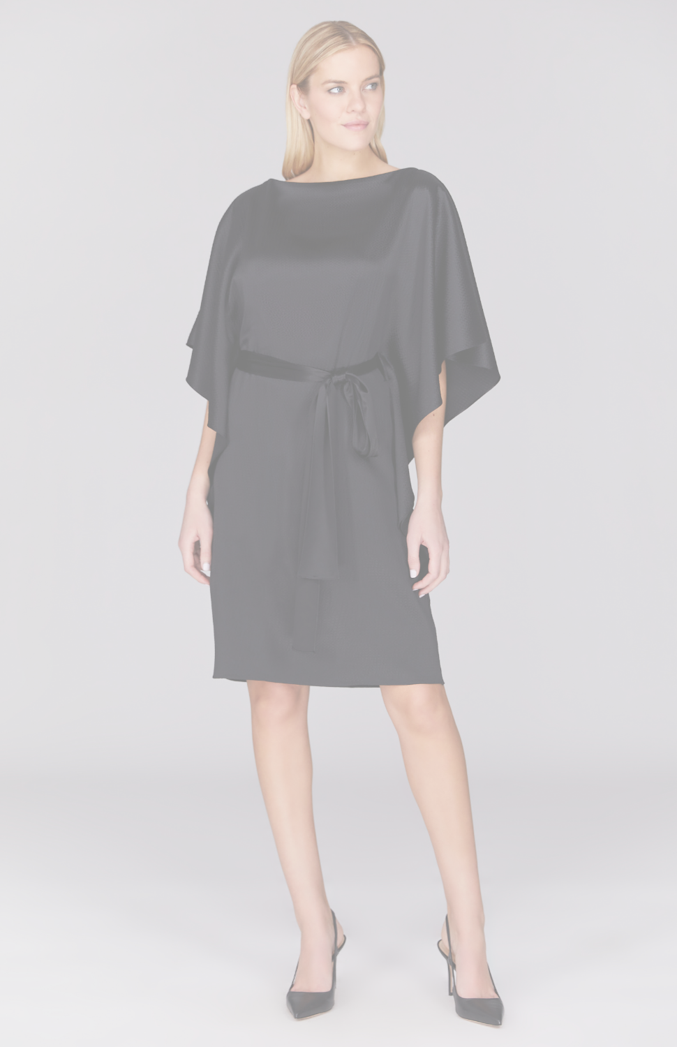 Hammered Satin Short Dress w/ Belt