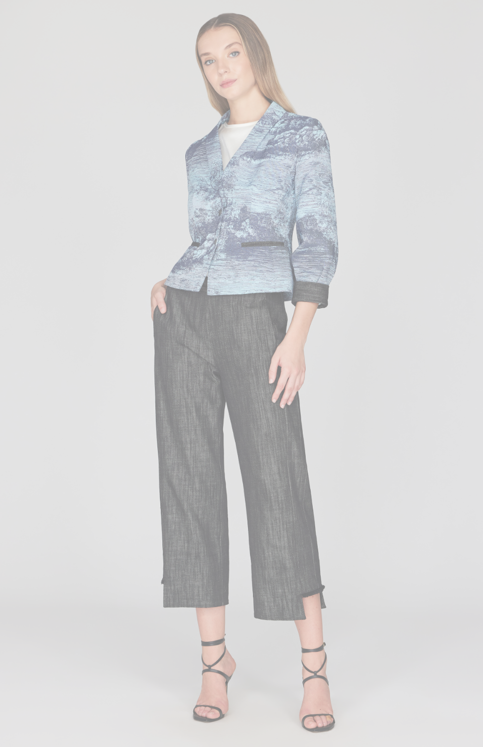 Abstract Toile Denim Short Fitted Jacket