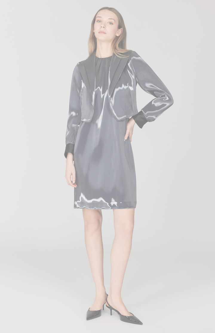 Liquid Organza Short Jacket w/ Pleated Sleeve