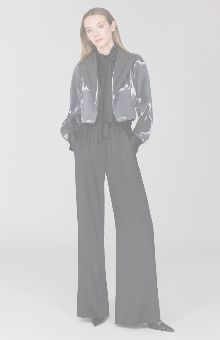 Liquid Organza Short Jacket w/ Pleated Sleeve