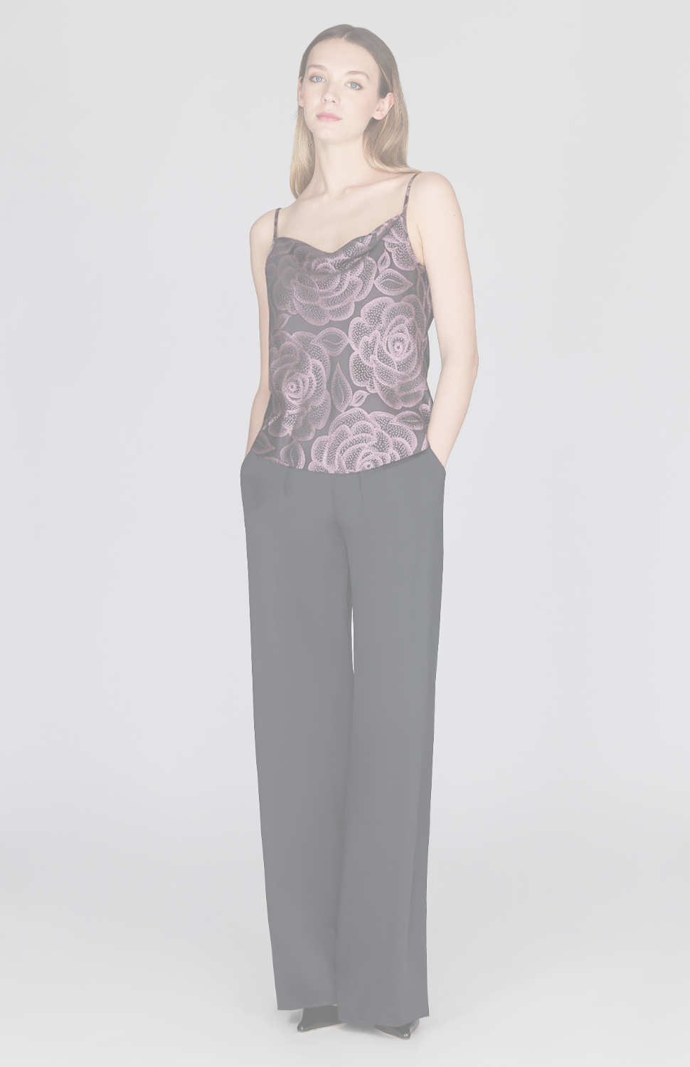 Rose Dot Jacquard Drape Front Camisole