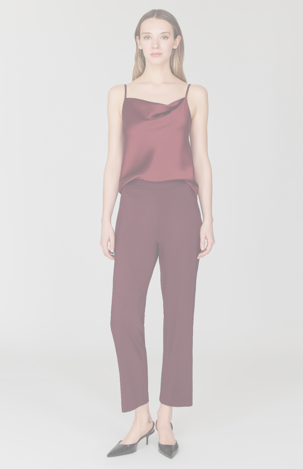 Matte Jersey Straight Cropped Pant w/ Back Elastic