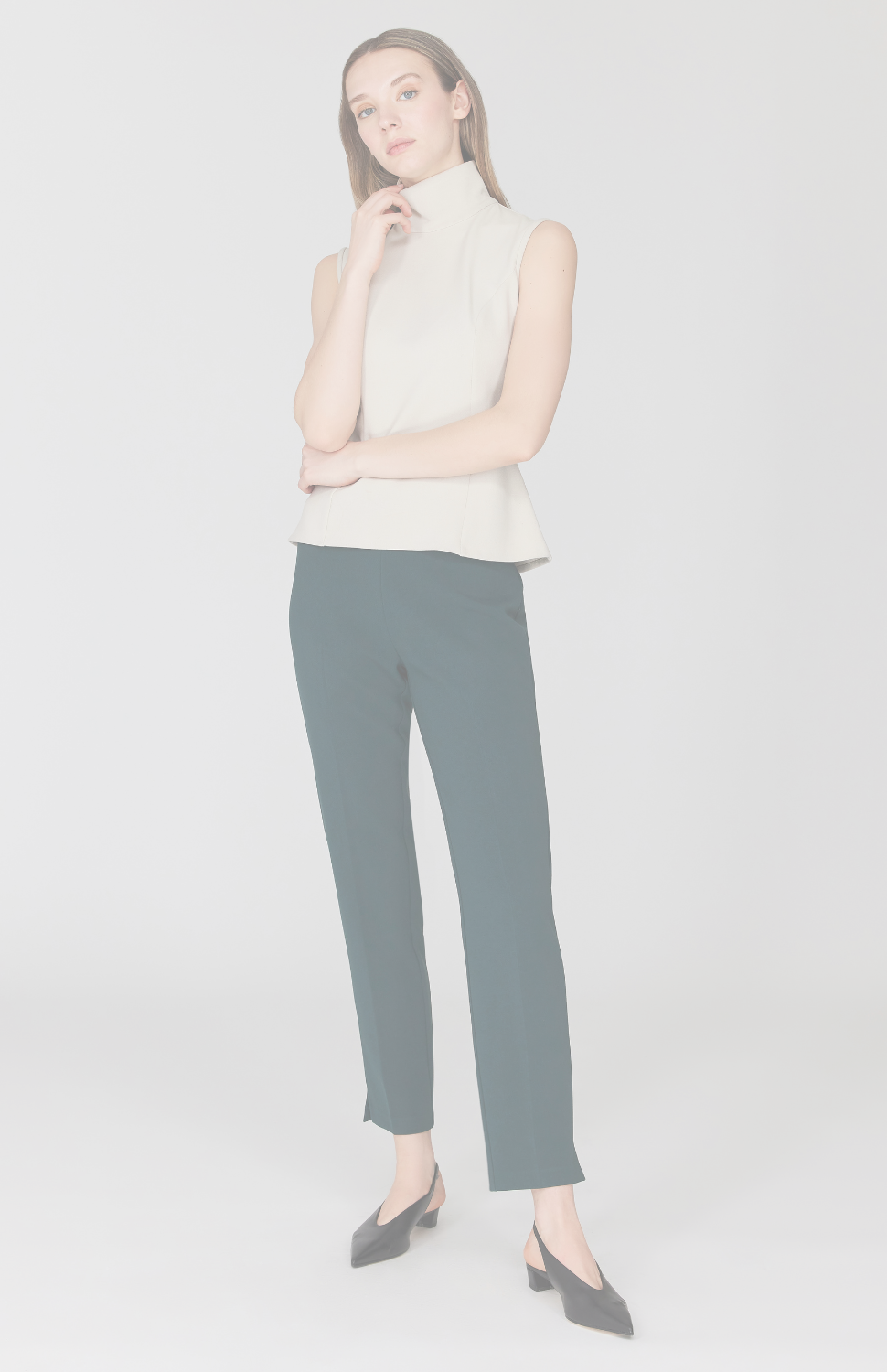 Double Face Narrow Pant w/ Back Zip