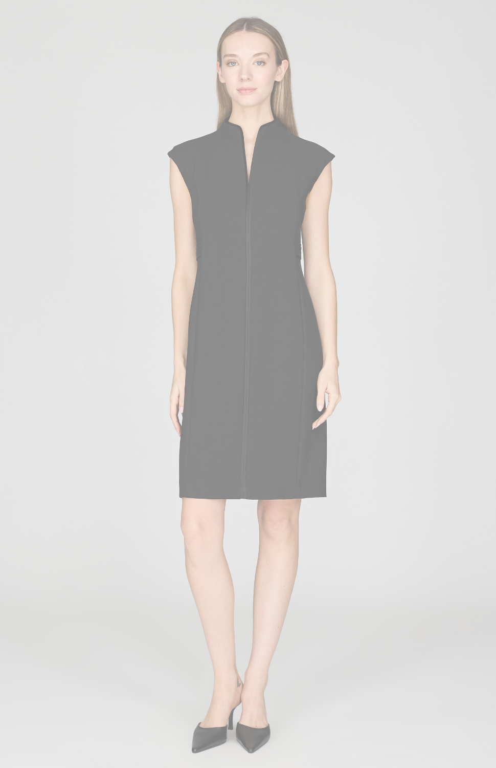 Lightweight Stretch Base High Neck Fitted Dress w/ Cap Sleeve