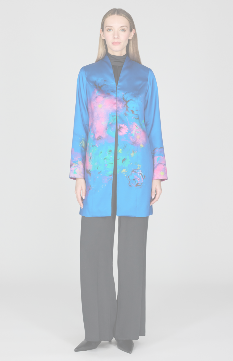 Abstract Flora Print Mikado High Neck Duster