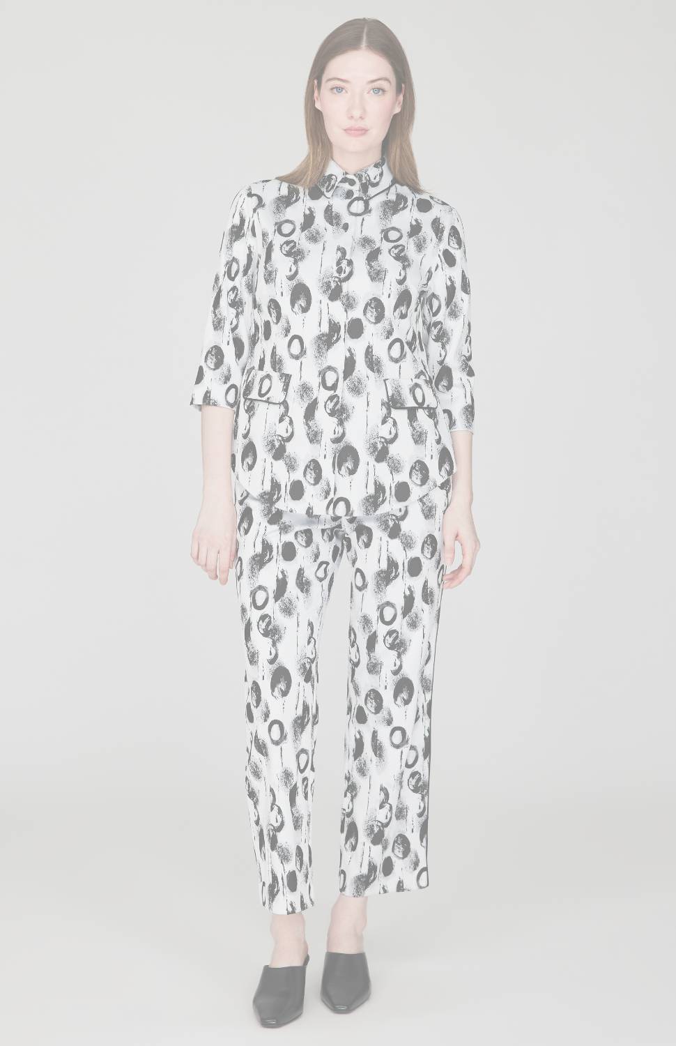 Contrast Dot Stretch Jacquard Fitted Shirt Jacket