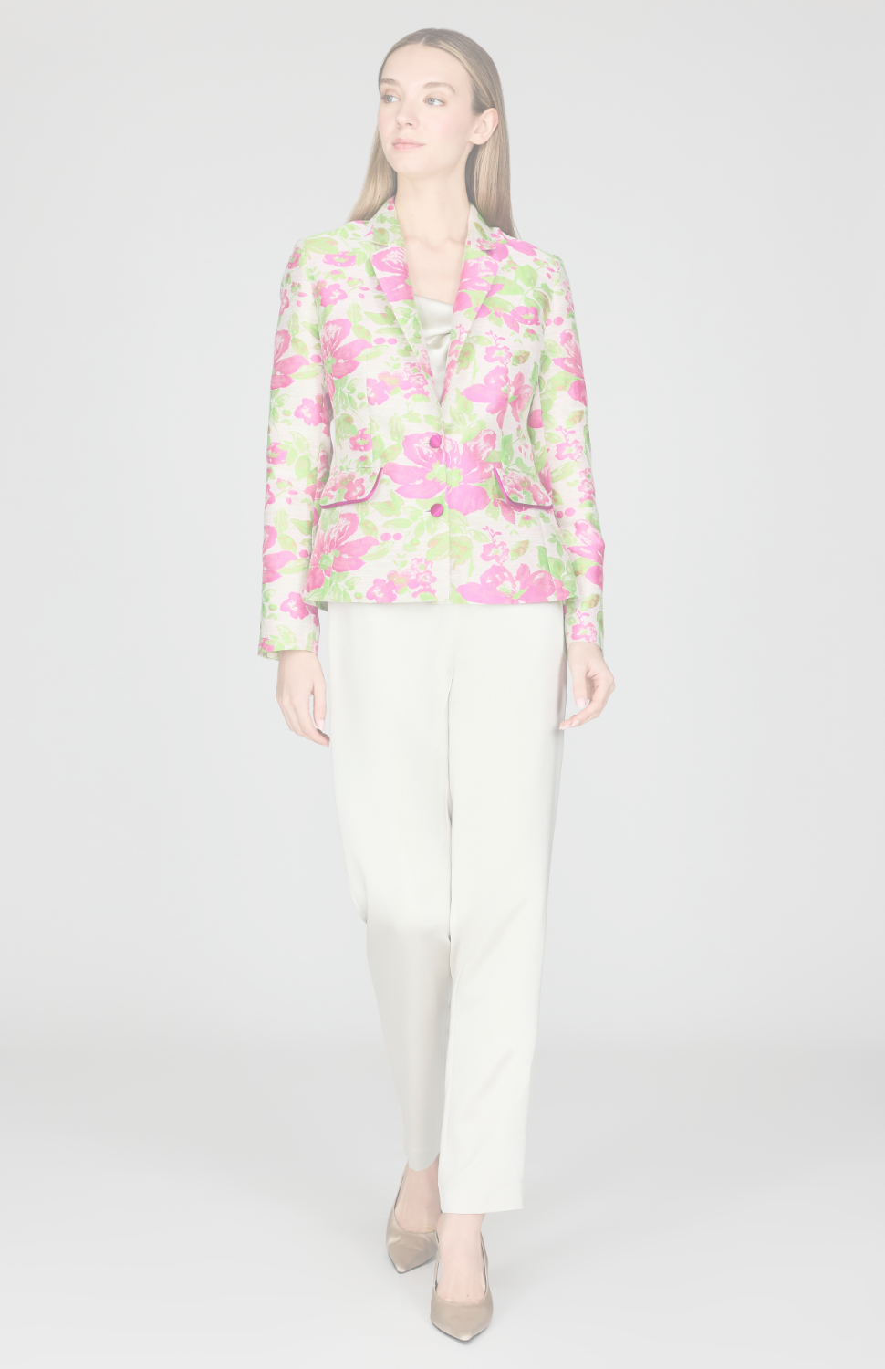 Garden Jacquard Short Fitted Blazer