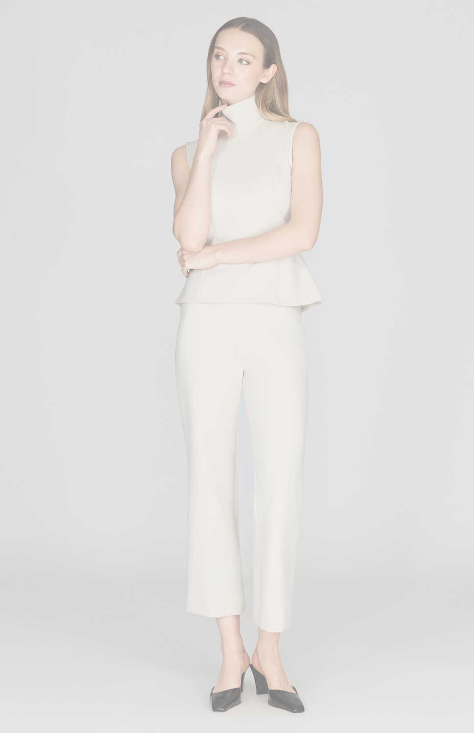 Double Face Straight Leg Pant w/ Back Zip