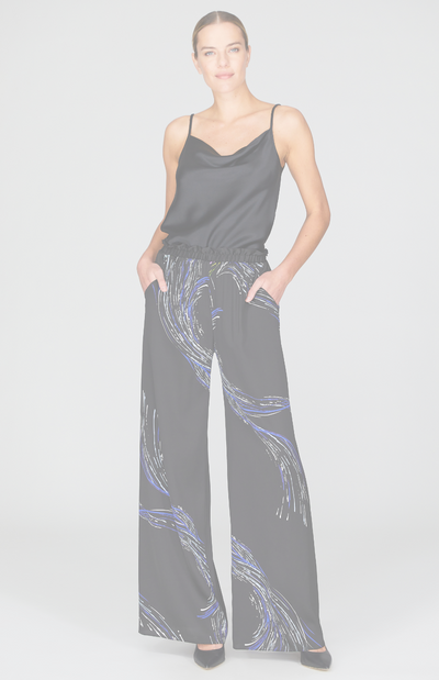 Abstract Butterfly Georgette Pajama Pant w/Elastic Waistband