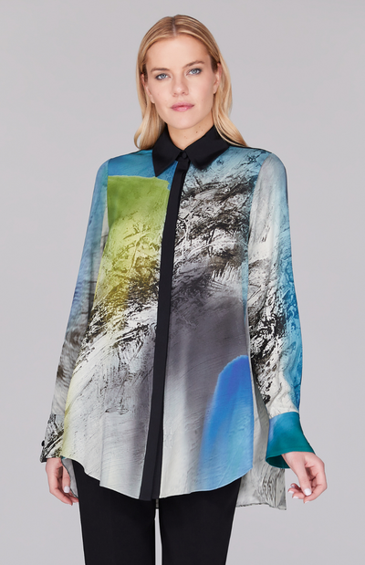 Abstract Landscape Oversized Collared Shirt