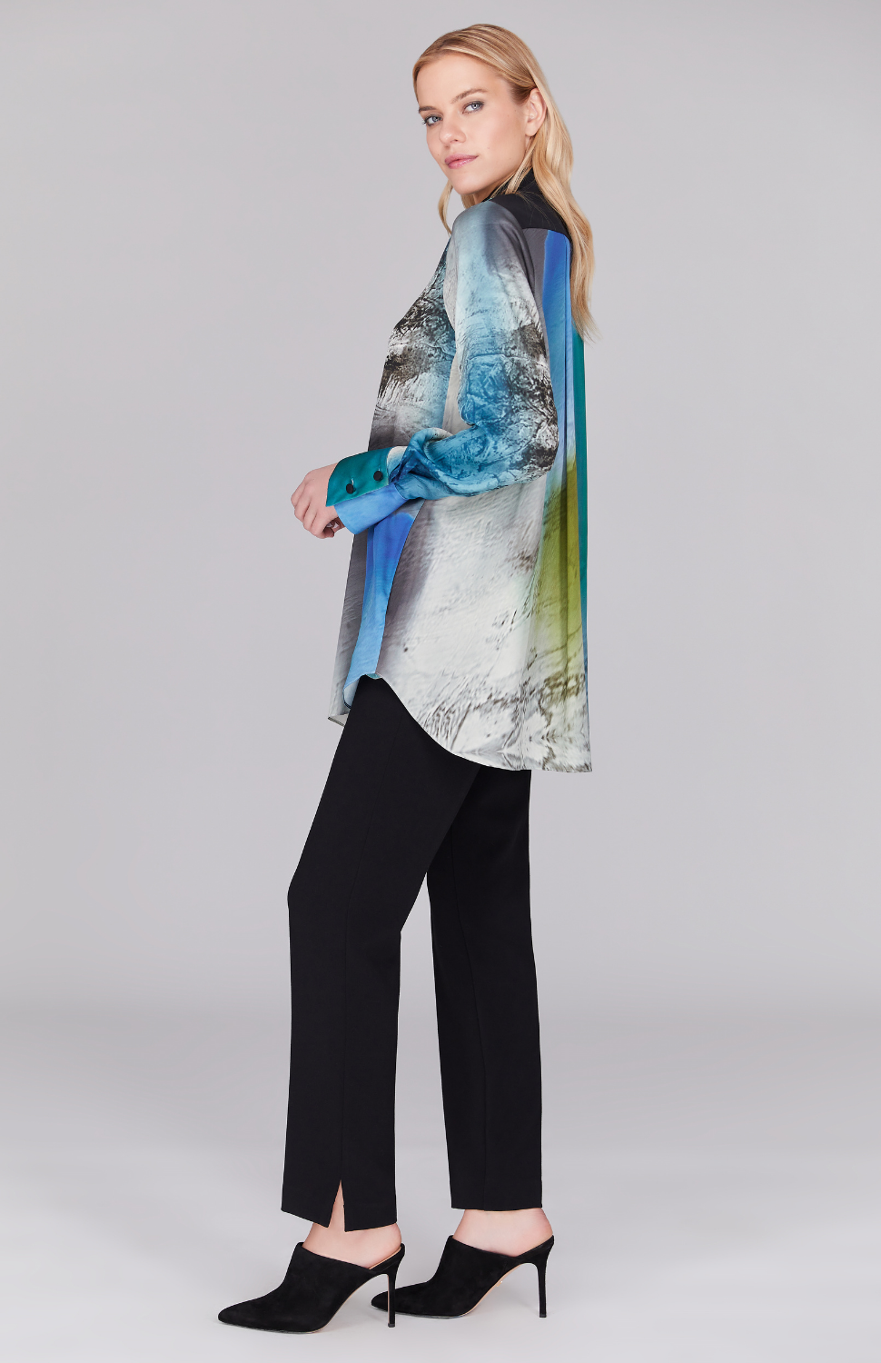 Abstract Landscape Oversized Collared Shirt