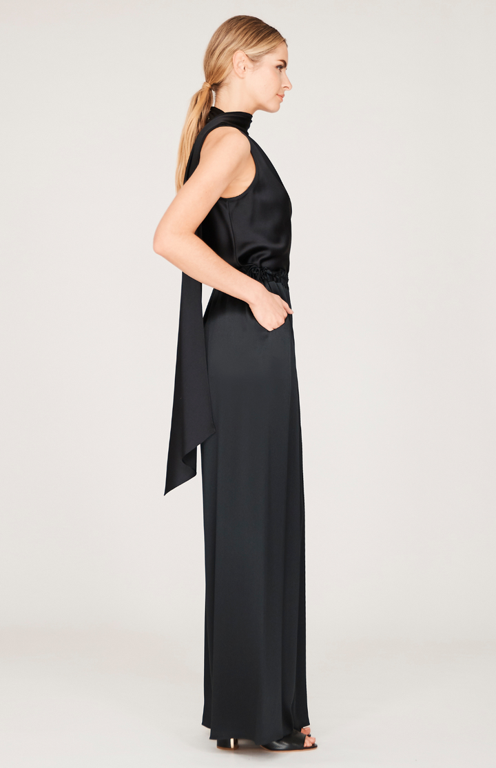 Satin One Shoulder Bias Top w/Scarf