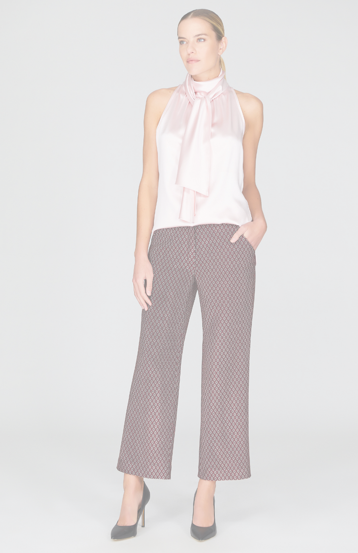 Diamond Jacquard Flat Front Straight Leg Pant