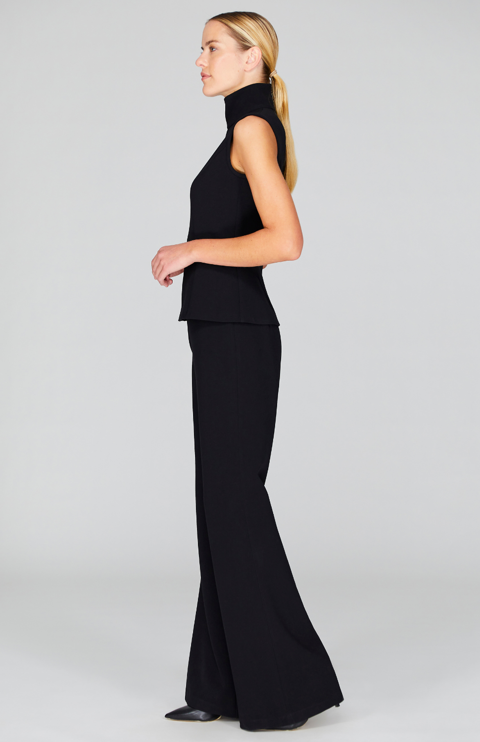 Double Face Flare Pant w/Back Zip