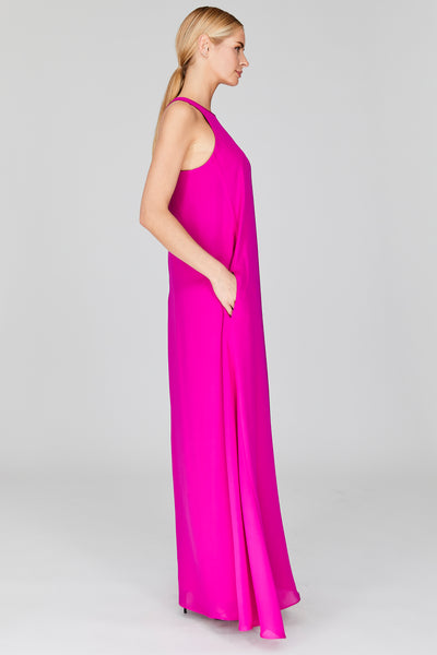 Silk Georgette Long Sleeveless Trapeze Gown
