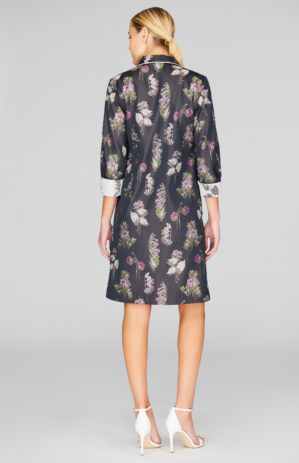 Watercolor Botanic Collared Shirt Dress